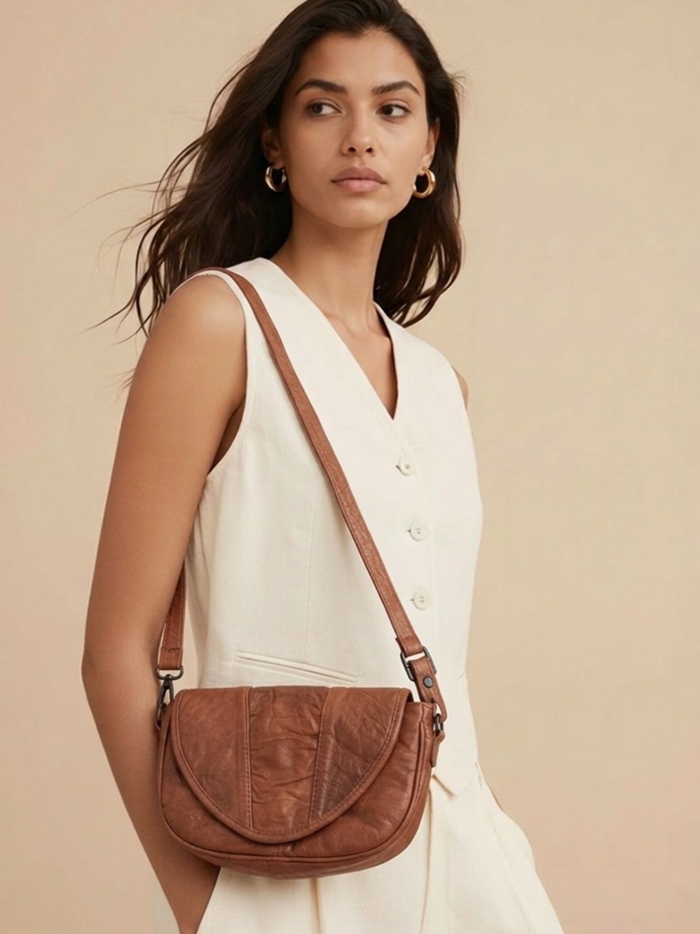 Turkish Tan Leather Crossbody Bag